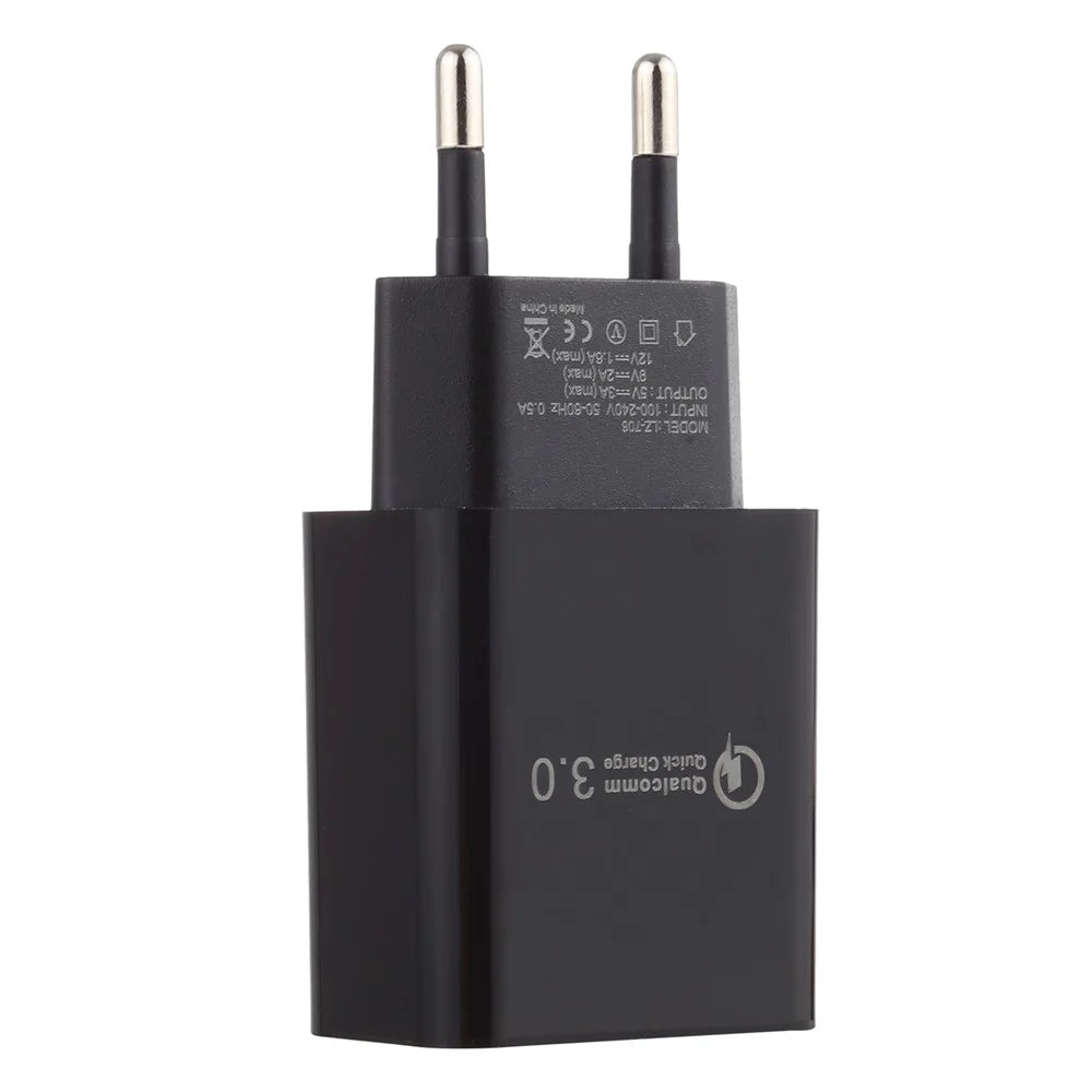LZ-706 QC 3.0 Fast Charging USB Wall Charger Travel Power Adapter - Black - 1