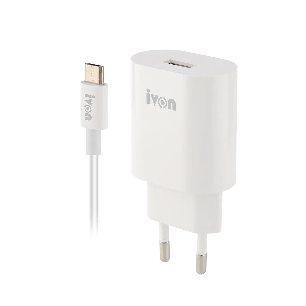 IVON AD39 10W Fast Charging Wall Charger Portable EU Plug Power Adapter with Micro USB Cable - 1