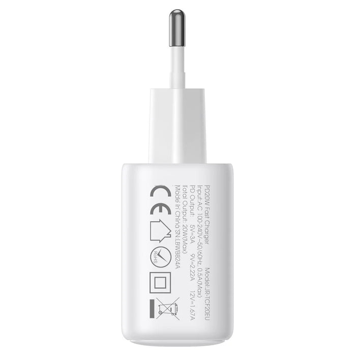 JOYROOM JR-TCF20 EU Plug PD 20W Fast Charger Type-C Charger Adapter for iPhone 16-15 Series - White - 3