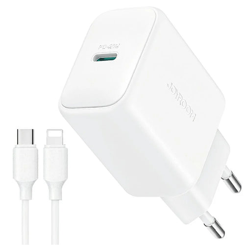 JOYROOM JR-TCF20 Mini PD 20W Quick Charger Travel Power Plug Adapter with Type-C to 8-Pin Cable, EU Plug - 1