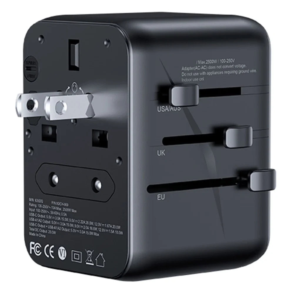XUNDD XDCH-069 International Travel Power Adapter 20W 3-Port USB Wall Charger - 2