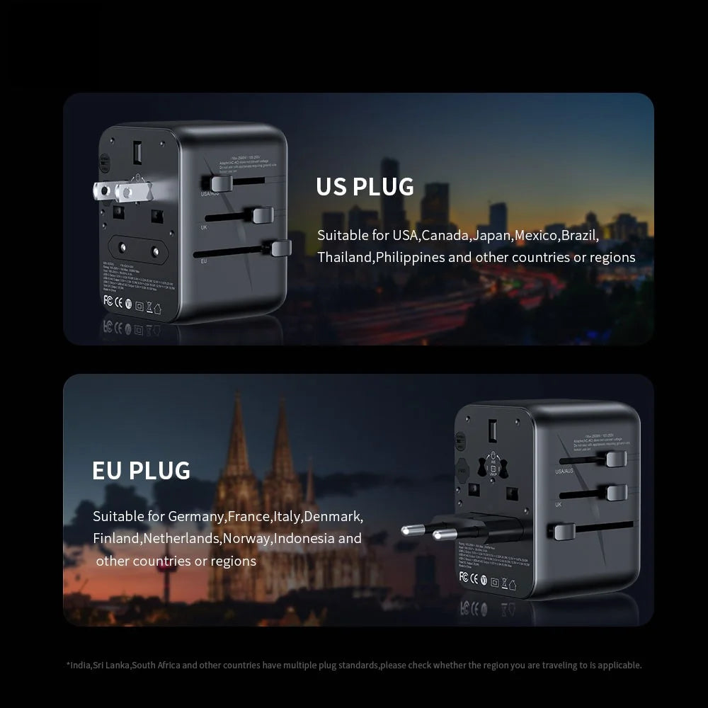 XUNDD XDCH-069 International Travel Power Adapter 20W 3-Port USB Wall Charger - 4