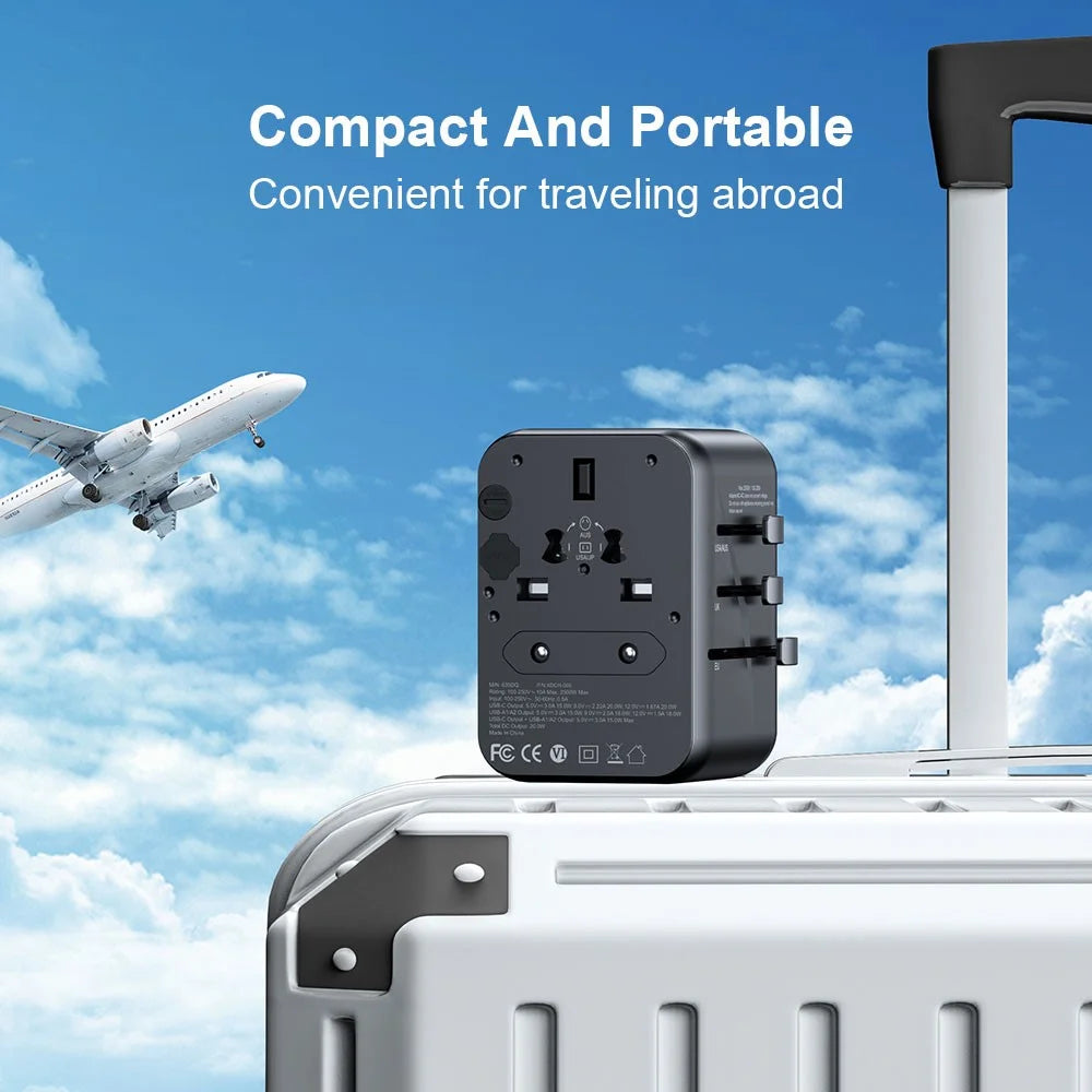 XUNDD XDCH-069 International Travel Power Adapter 20W 3-Port USB Wall Charger - 6