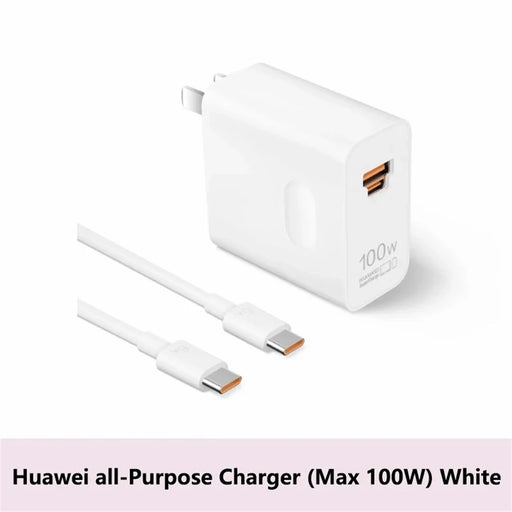HUAWEI HW-200500C02 100W High Power Adapter USB-A + Type-C CN Plug Wall Charger with Cable (Chinese Version) - White - 2