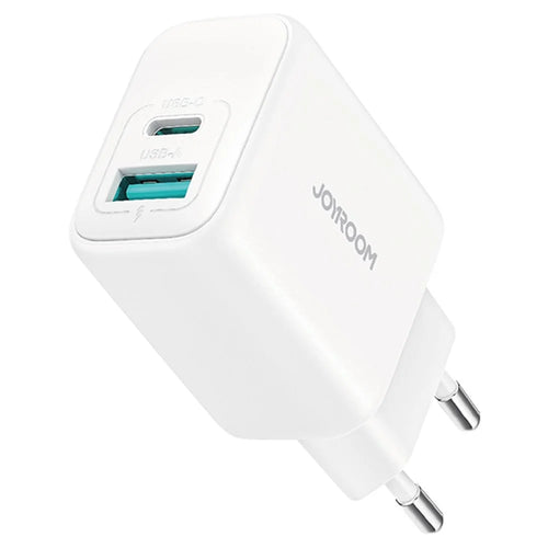 JOYROOM JR-TCF21 20W Fast Charger Type-C + USB-A Dual Port Power Adapter for iPhone 16-15 Series - EU Plug - 1