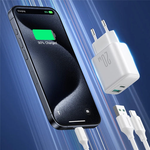 JOYROOM JR-TCF21 20W Fast Charger Type-C + USB-A Dual Port Power Adapter for iPhone 16-15 Series - EU Plug - 2