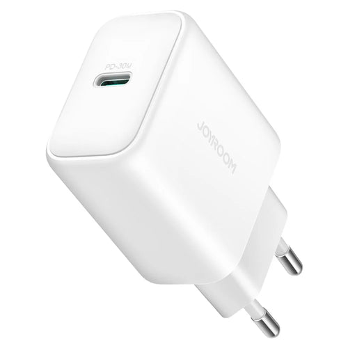 JOYROOM JR-TCF24 PD 30W Fast Charging Power Adapter Type-C Mini Wall Charger, EU Plug for iPhone 16-15 Series - White - 1
