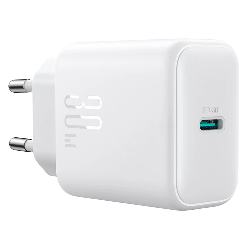 JOYROOM JR-TCF24 PD 30W Fast Charging Power Adapter Type-C Mini Wall Charger, EU Plug for iPhone 16-15 Series - White - 3