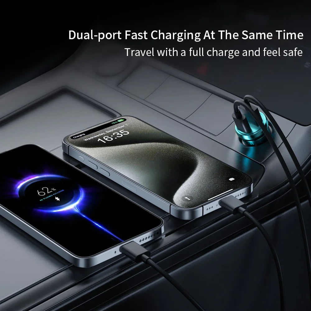 XUNDD XDCH-079 Car Charger Pull Tab PD 30W + QC3.0 Cigarette Lighter Adapter with Indicator Light - Blue - 3