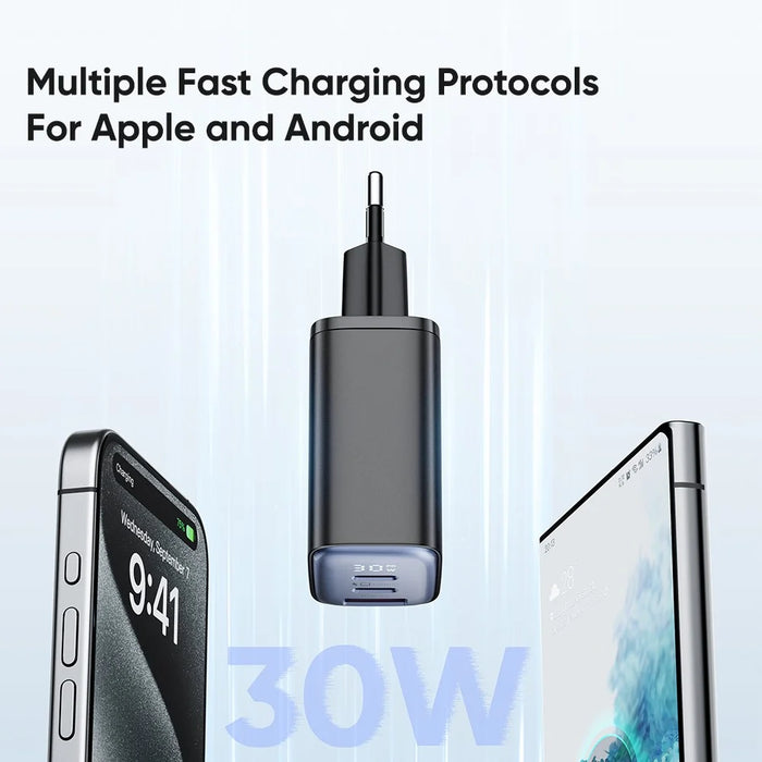 MCDODO CH-2180 30W Dual Type-C+USB-A Wall Charger Digital Display Charging Adapter, EU Plug - Black - 3