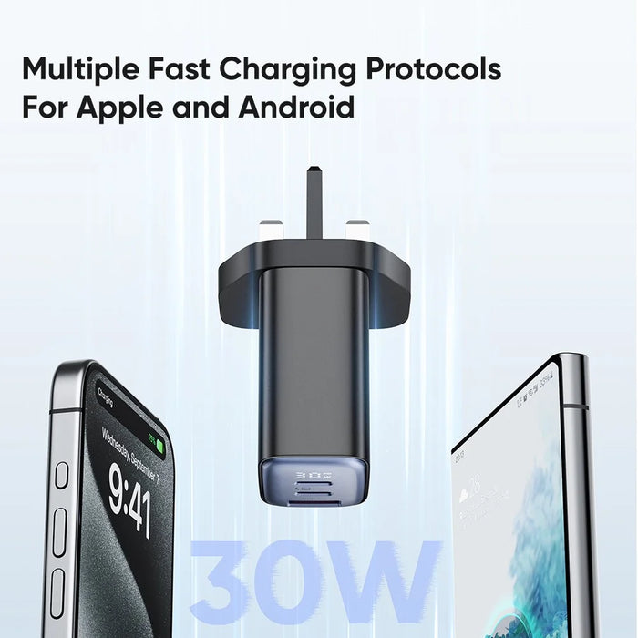 MCDODO CH-2170 30W 3-Port Digital Display Fast Charger (Dual Type-C+USB-A), UK Plug - Black - 4