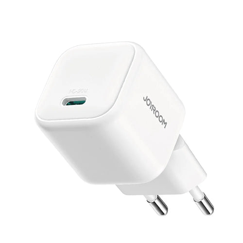 JOYROOM JR-TCG08 PD 20W Fast Charging GaN Charger Mini Power Adapter for iPhone 16-15 Series , EU Plug - White - 1