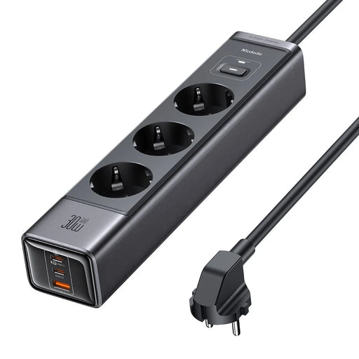 MCDODO CH-0620 EU Plug 6-in-1 30W GaN Surge Protection Power Strip (3 AC+2 USB-C+USB-A) - Black - 1