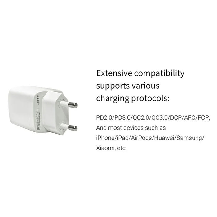 KZDOO PD 20W Wall Charger USB-C+USB-A Dual-Port Power Adapter Charger - EU Plug - 6