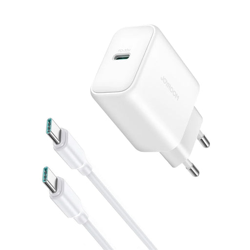 JOYROOM JR-TCF24 PD 30W Fast Charging EU Plug Charger with 1m Type-C to Type-C Data Cable - 1