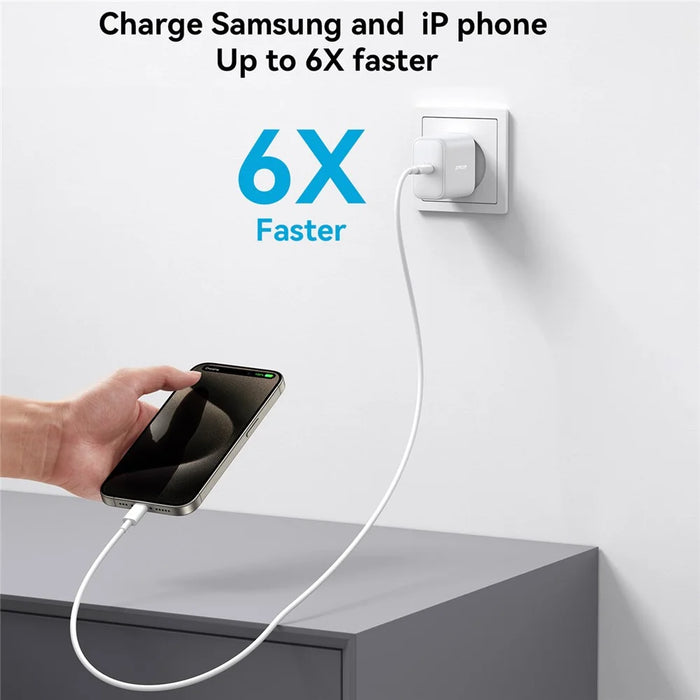 JOYROOM JR-TCF24 PD 30W Fast Charging EU Plug Charger with 1m Type-C to Type-C Data Cable - 5