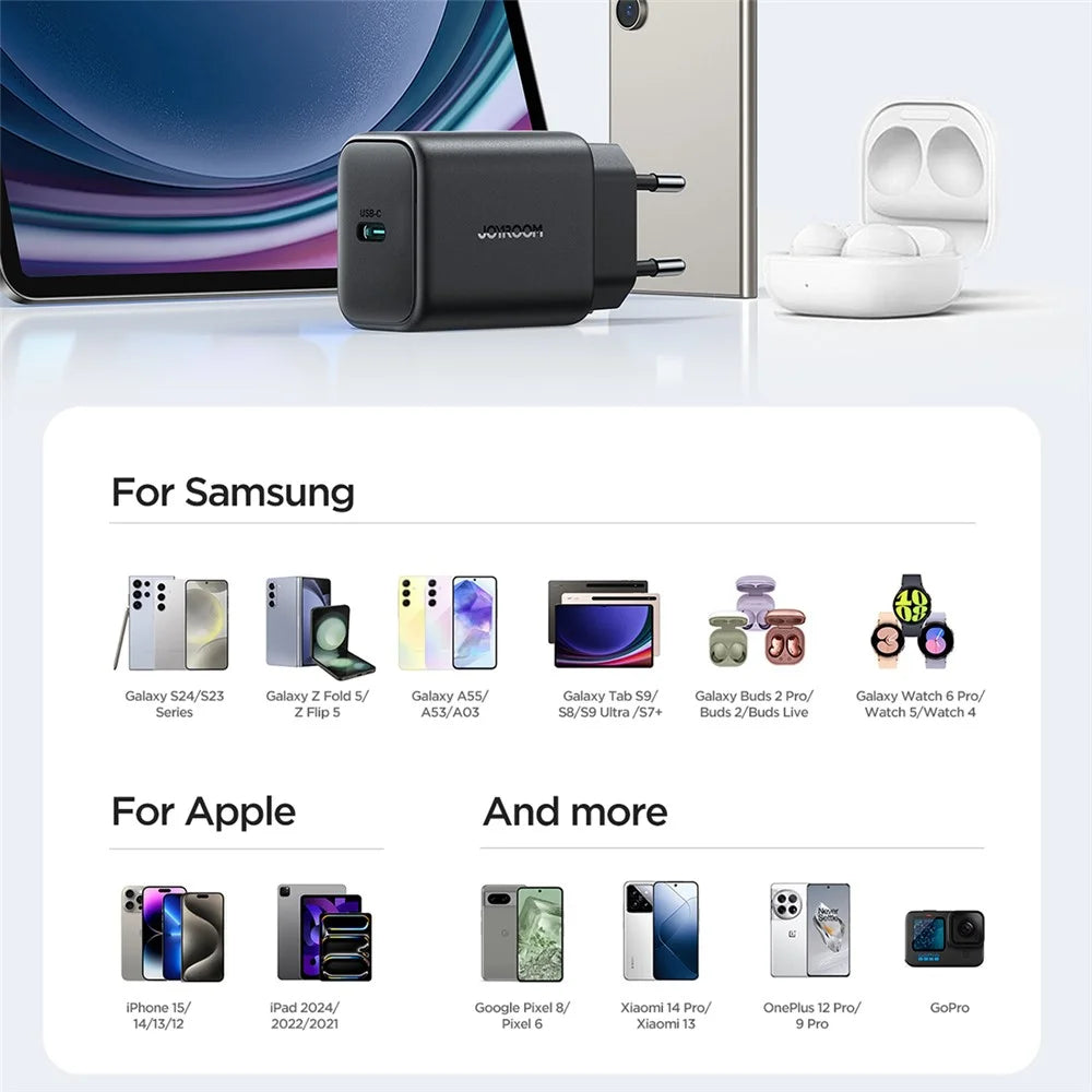 JOYROOM JR-TCF23 Wall Charger USB-C Single Port PD 25W Fast Charging Adapter, EU Plug - 7