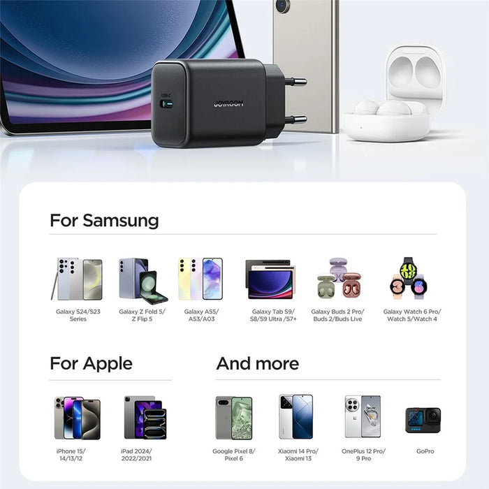 JOYROOM JR-TCF23 Wall Charger USB-C Single Port PD 25W Fast Charging Adapter, EU Plug - 7