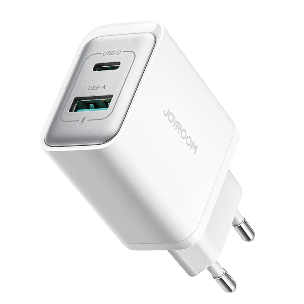 JOYROOM JR-TCF15 30W Wall Charger USB-C+USB-A Dual Port PD Fast Charging Adapter, EU Plug - 1