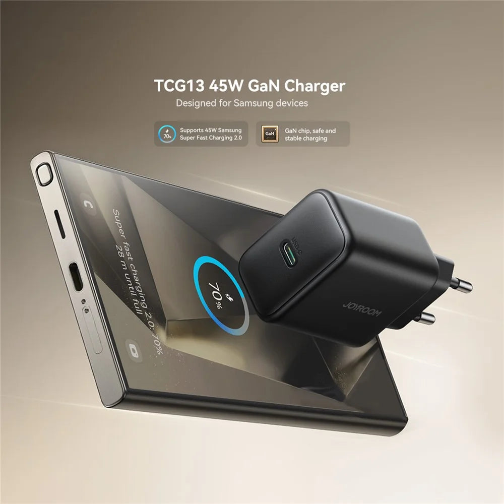 JOYROOM TCG13 EU Plug 45W GaN Fast Charger for Samsung Phones Mini Power Adapter, - 2