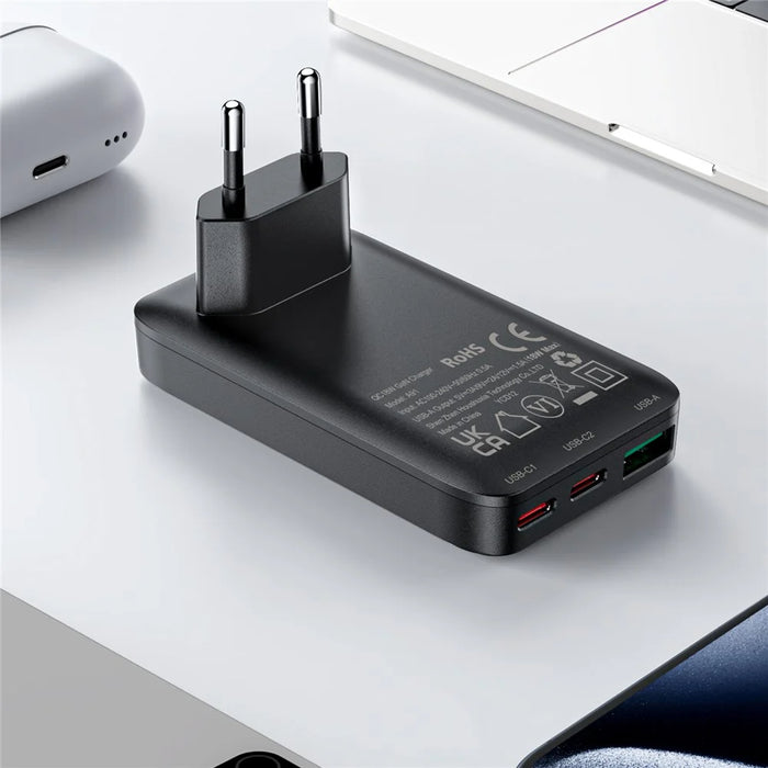 ACEFAST A100 PD 65W Fast Charging GaN Wall Charger with 2xUSB-C+USB-A, EU Plug - 3