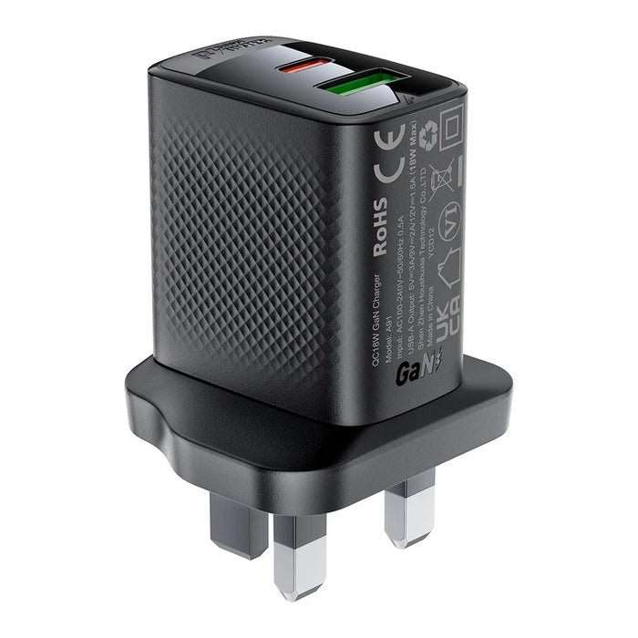ACEFAST A99 PD 30W GaN Charger Fast Charging USB-C+USB-A Dual Port Charger, UK Plug - 2
