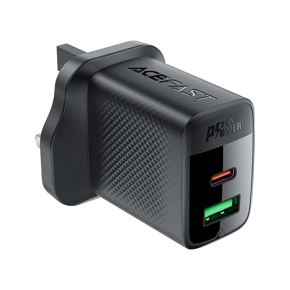 ACEFAST A79 PD 20W GaN Charger USB-C+USB-A Dual Port Phone Charger, UK Plug - 1