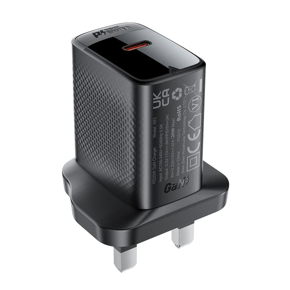 ACEFAST A83 PD 20W Single USB-C GaN Charger Phone Wall Charger Adapter, UK Plug - 2