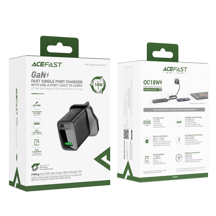 ACEFAST A91 QC 18W GaN Charger Single USB-A Phone Charger Adapter, UK Plug - 7