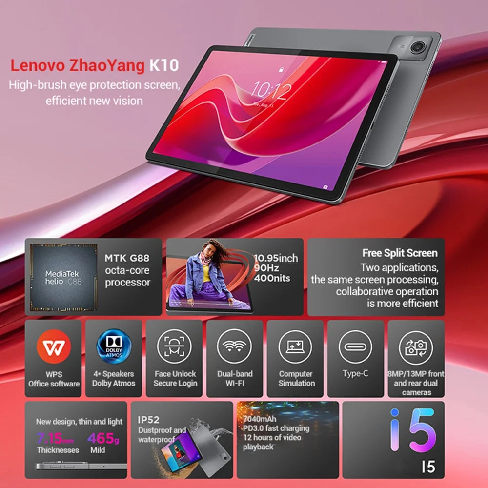 LENOVO Zhaoyang K10 10.95-inch Office Entertainment Student Tablet 8+128G Dual Lens Smart Tablet, WiFi Version - US Plug - 4