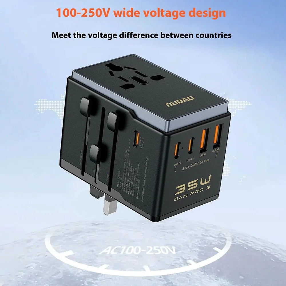 DUDAO A35Pro A35Pro Global Travel Charger 35W GaN Fast Charging Adapter with 2 USB + 3 Type-C Ports - 4