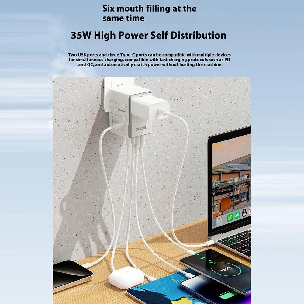 DUDAO A35Pro A35Pro Global Travel Charger 35W GaN Fast Charging Adapter with 2 USB + 3 Type-C Ports - 7