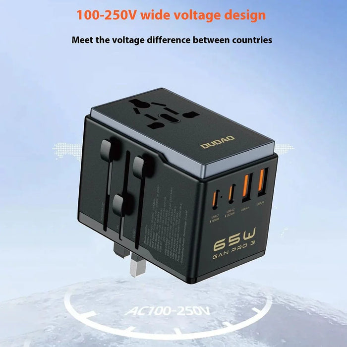 DUDAO A65Pro Universal 65W Fast Charging Travel Adapter Global Plug Converter Charger - 4