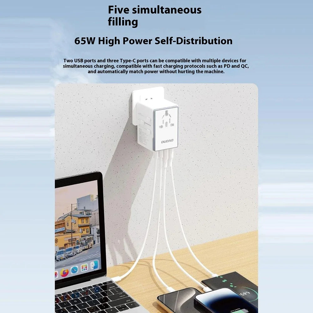 DUDAO A65Pro Universal 65W Fast Charging Travel Adapter Global Plug Converter Charger - 7
