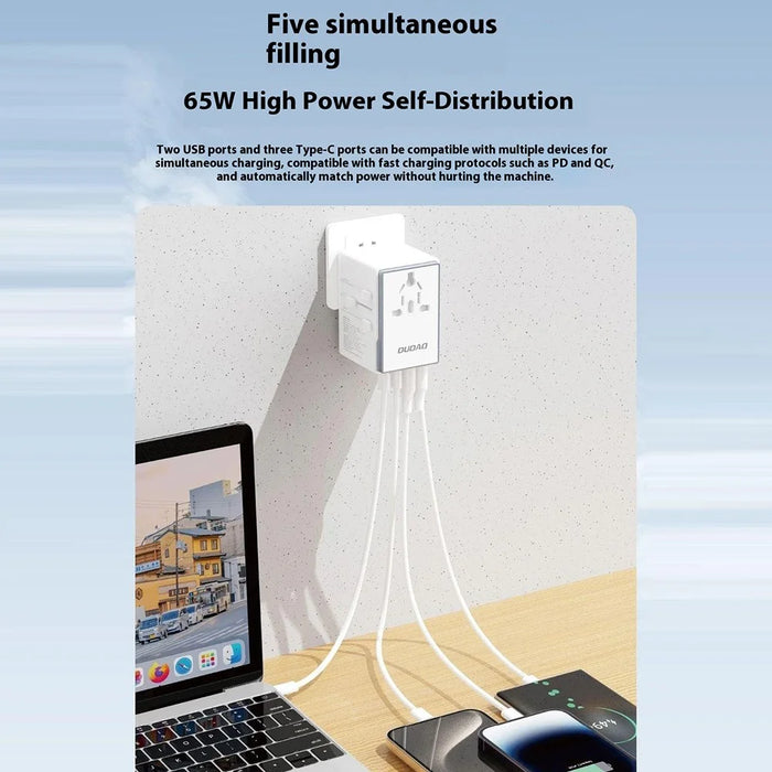 DUDAO A65Pro Universal 65W Fast Charging Travel Adapter Global Plug Converter Charger - 7