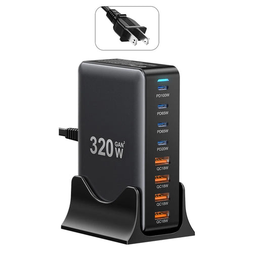 ESSAGER GaN Charging Station with 4 USB-C  + 4 USB-A Ports 100W Desktop Fast Charger for Laptop Phone Tablet - US Plug - 1