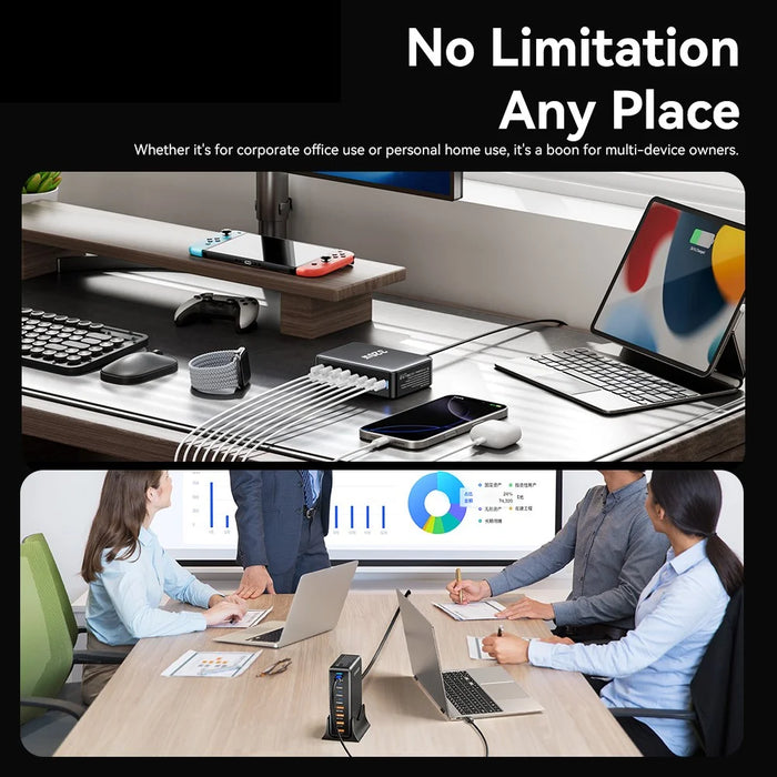 ESSAGER GaN Charging Station with 4 USB-C  + 4 USB-A Ports 100W Desktop Fast Charger for Laptop Phone Tablet - US Plug - 5