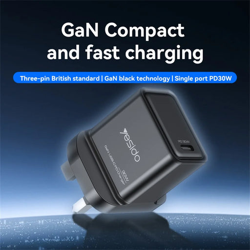 YESIDO YC82 PD 30W Fast Charging Power Adapter Type-C Single Port GaN Wall Charger - 2