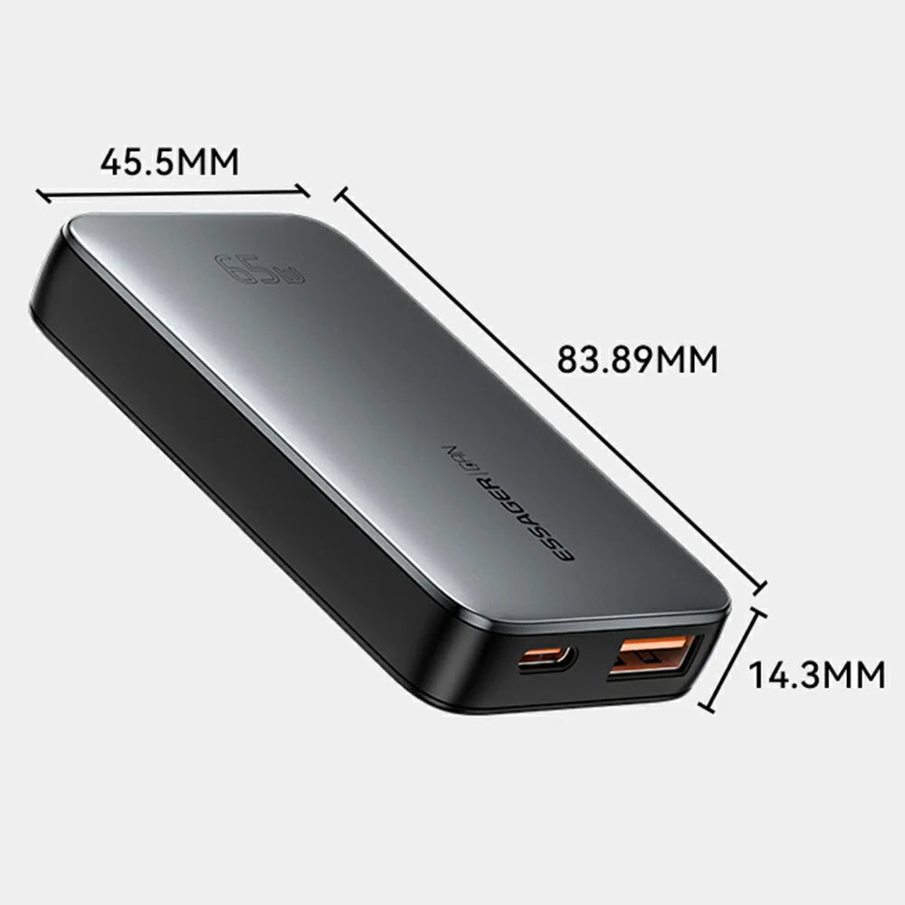 ESSAGER 65W Fast Charging Adapter USB A + Type C Dual Ports Ultra Slim GaN Travel Charger - US Plug - 7