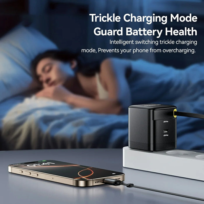 ESSAGER Portable 65W Fast Charging USB C Travel Charger with Retractable Type C Cable - US Plug - 7