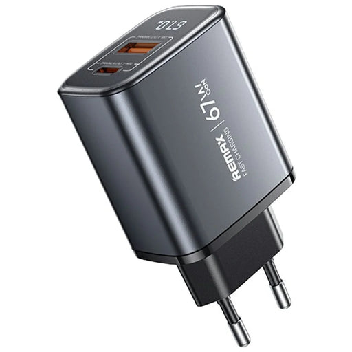 REMAX U2-AC67W GaN Digital Display Fast Charging Adapter Laptop Tablet Phone Type-C USB-A Charger - EU Plug - 1