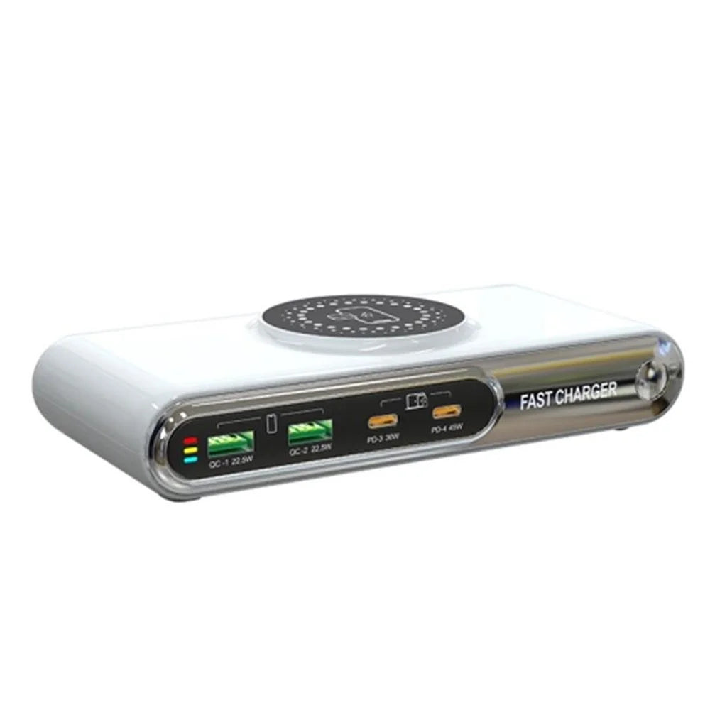 F9A 6 In 1 Multifunction 72W Smart Wireless Charger with 2 USB + 2 Type C Ports and LED Ambient Light - US Plug - 2