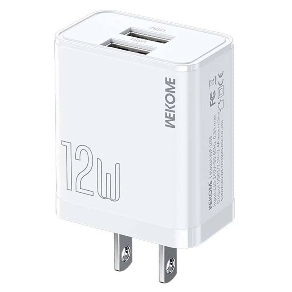 WEKOME WP-U58 12W USB Wall Charger Dual Port Fast Charging Adapter - US Plug - 1