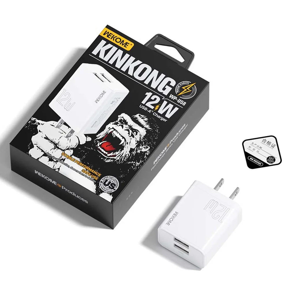 WEKOME WP-U58 12W USB Wall Charger Dual Port Fast Charging Adapter - US Plug - 3