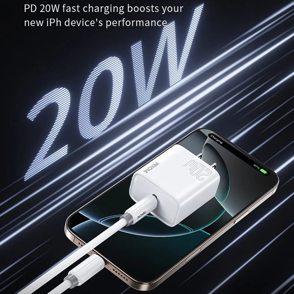 WEKOME WP-U59 PD20W Fast Charger Type-C Power Adapter with Cable - US Plug - 4