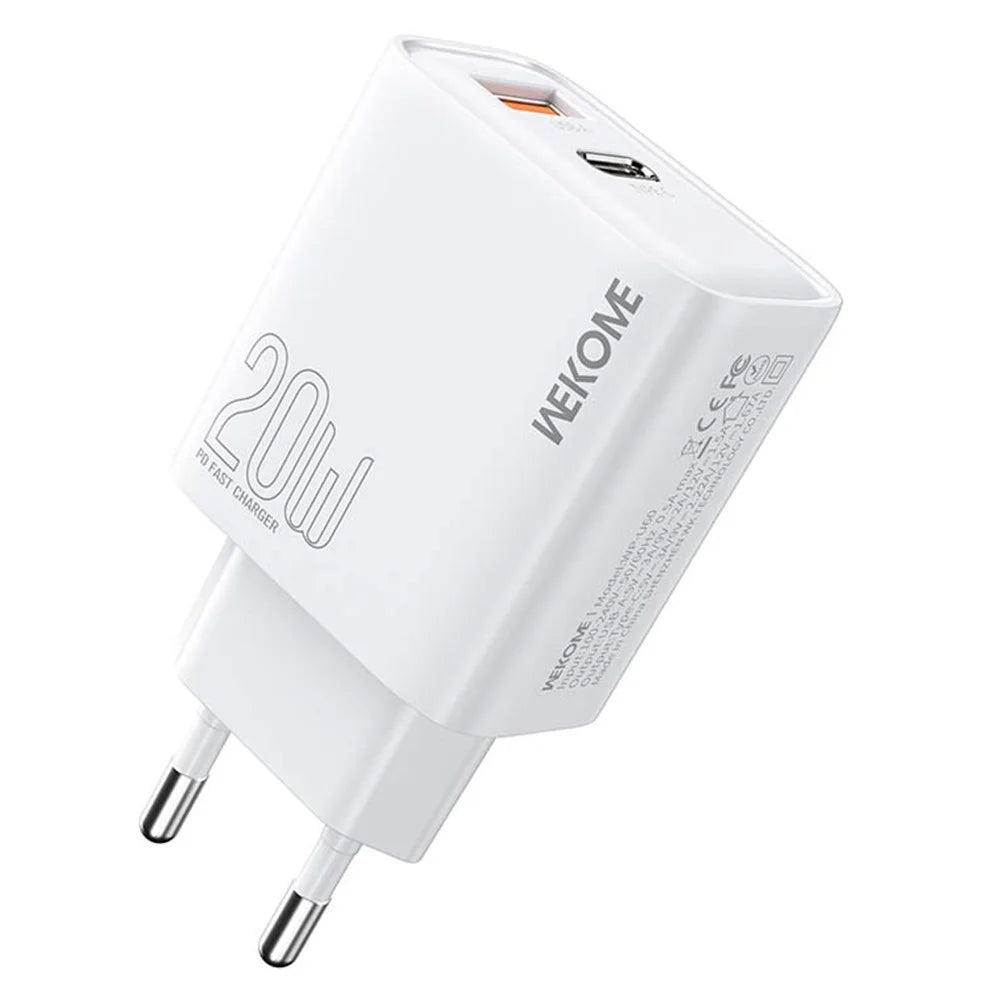 WEKOME WP-U60 20W Fast Charger USB-A / Type-C Dual Port Portable Wall Charger Adapter (EU Plug) - 1