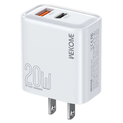 WEKOME WP-U60 20W Wall Charger Dual Port USB-A / Type-C Fast Charger for Smartphones / Tablets (US Plug) - 1