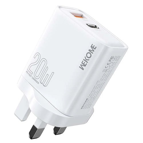 WEKOME WP-U60 20W Fast Charger USB-A / Type-C Dual Port Power Adapter for Multiple Devices - UK Plug - 1