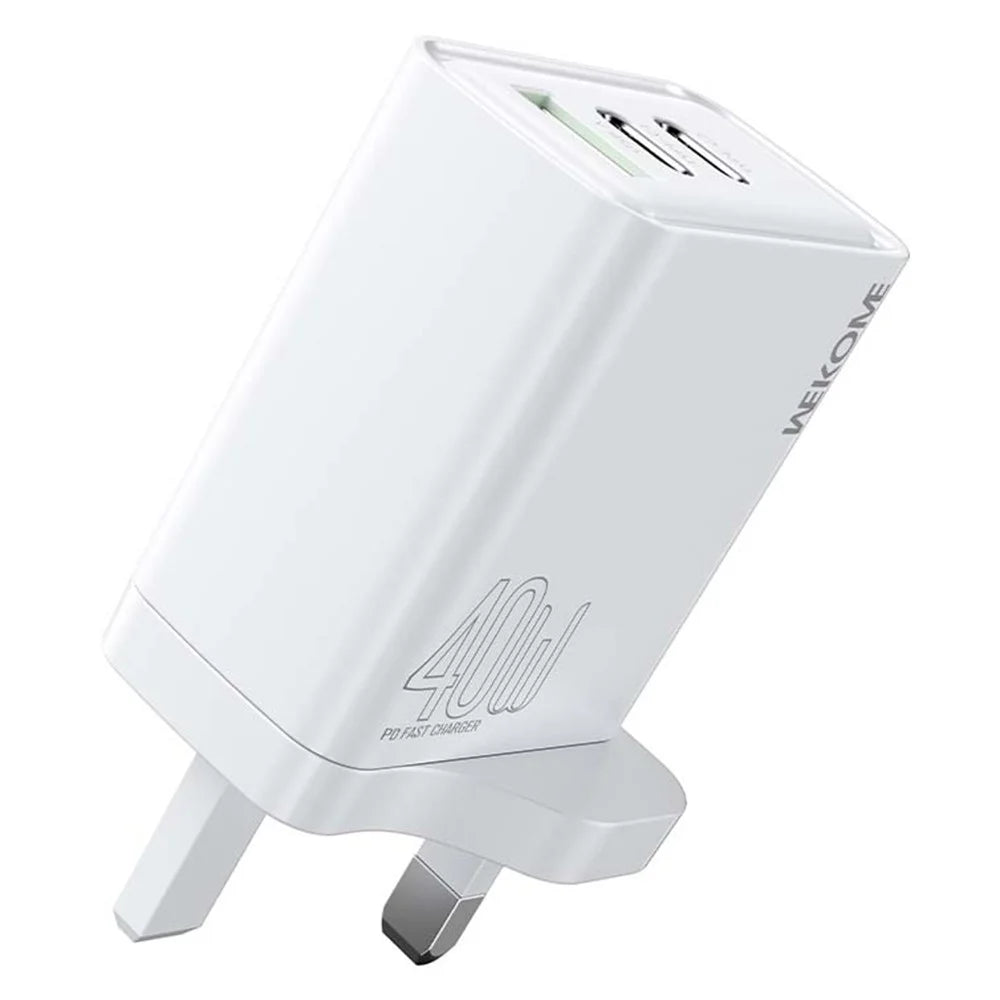 WEKOME WP-U63 40W Fast Charger USB-A + 2 Type-C Ports Portable Wall Charger Adapter - UK Plug - 1