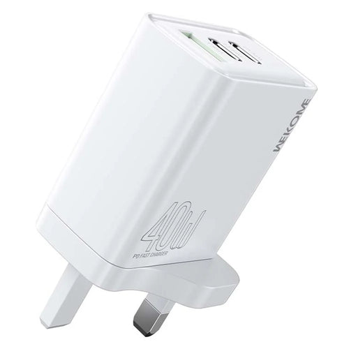 WEKOME WP-U63 40W Fast Charger USB-A + 2 Type-C Ports Portable Wall Charger Adapter - UK Plug - 1